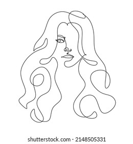 Woman Face Continuous One Line Vector Drawing. Style Template with Abstract Female Face. Modern Minimalist Simple Linear Style. Beauty Fashion Design