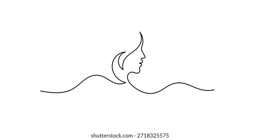 mulher face contínua um desenho de linha, Abstract mulher face linha contínua desenho estilo minimalismo isolado no fundo branco, Abstract rosto feminino renderizado em uma linha contínua minimalista.
