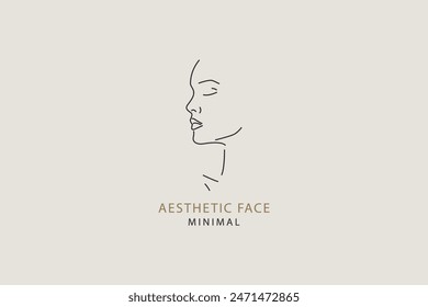 Woman face contour minimal aesthetic logo design.