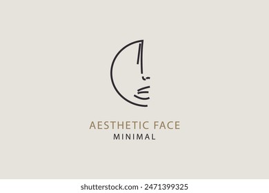 Woman face contour minimal style aesthetic logo design.