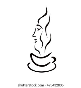 woman face and cup of coffee symbol