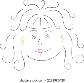 woman face with curly hair