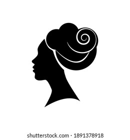 Woman face design. Vector illustration. Girl silhouette for cosmetics, beauty, health and spa, fashion themes icon.