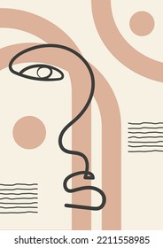 Woman face doodle art and lines drawing. Vector illustration