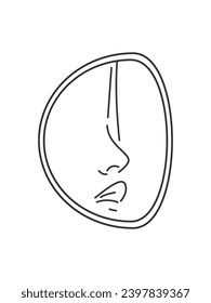 Logo de la vista lateral del dibujo de la mujer en estilo contemporáneo minimalista de arte de línea.