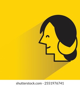 woman face with drop shadow on yellow background