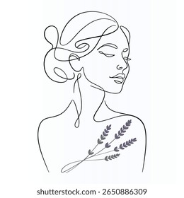 Woman Face Elegant Single  continuous Line Art