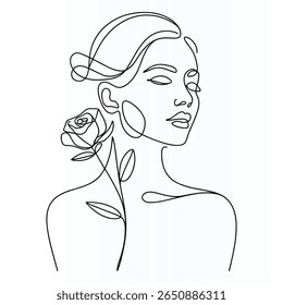 Frau Gesicht Elegant Single kontinuierliche Linie Kunst