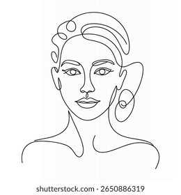 Rosto de mulher Elegante Linha contínua única Arte
