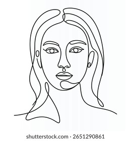 Woman Face Elegant Single  continuous Line Art