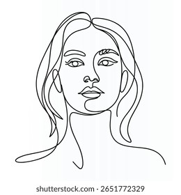 Cara de mujer Elegante línea continua única Arte