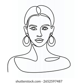 Frau Gesicht Elegant Single kontinuierliche Linie Kunst