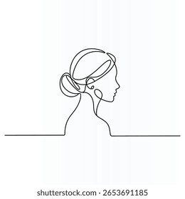 Cara de mujer Elegante línea continua única Arte