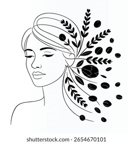 Rosto de mulher Elegante Linha contínua única Arte