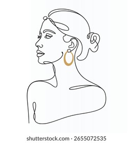 Cara de mujer Elegante línea continua única Arte