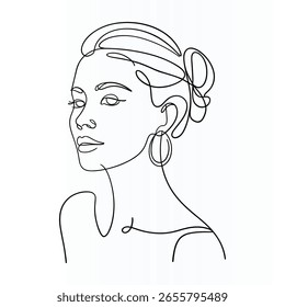 Cara de mujer Elegante línea continua única Arte