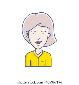 Woman face expression avatar icon. Vector linear girl avatars