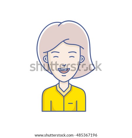 Woman face expression avatar icon. Vector linear girl avatars