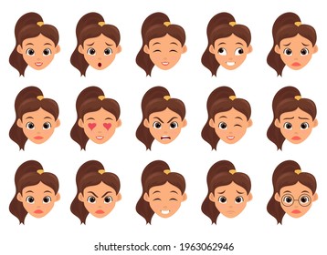 Woman face expression vector design illustration isolated on white background