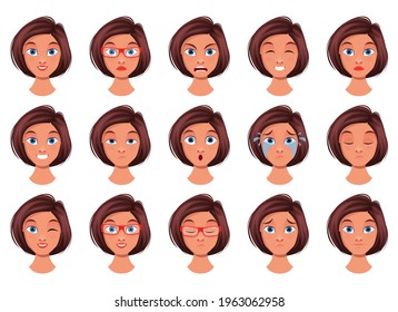 Woman face expression vector design illustration isolated on white background