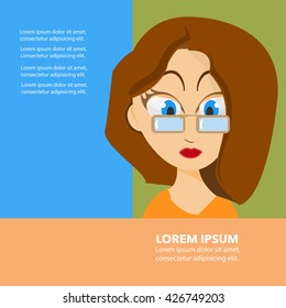 Woman face flat design vector poster