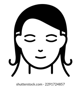 Woman Face Flat Icon Isolated On White Background