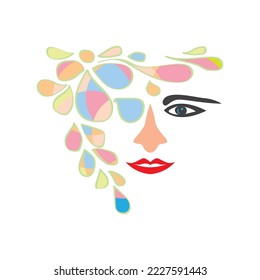 woman face floral decoration illustration abstract vector design