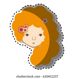 woman face with flower in the hair icon