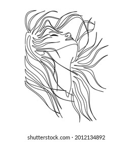 Woman face with flowers . Line art female hands with flowers. Abstract legs with flowers by one line vector drawing. Portrait minimalistic style. Botanical print. Nature symbol of cosmetics. 