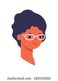 woman face with glasses on a white background vector illustration design