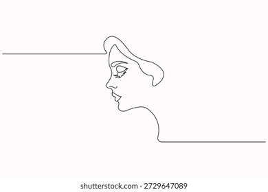 Ilustración de dibujo de una línea continua elegante de la cara de mujer