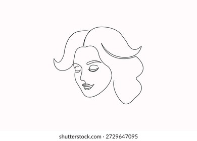 Ilustración de dibujo de una línea continua elegante de la cara de mujer