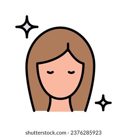 Woman face and hair color vector silhouette. Female beauty profile. Simple symbol. Beauty procedures. Beauty parlor services. Cosmetology. Women care. Beautician services. Vector isolated flat drawing
