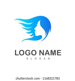 woman face with hair flow logo