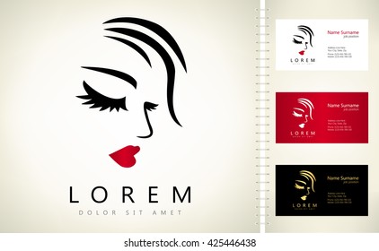 Woman face and hair logo vector