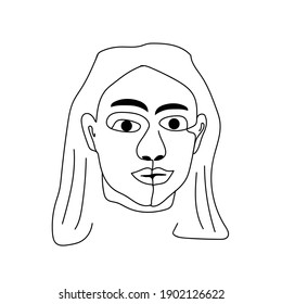 Continuous One Line Drawing Woman Face: Vector có sẵn (miễn phí bản