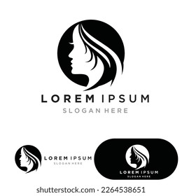 Woman face hair style silhouette character illustration logo icon vector