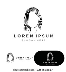 Woman face hair style silhouette character illustration logo icon vector