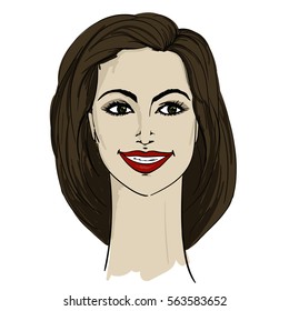 Woman Face Hand Drawn. Vector Illustration.