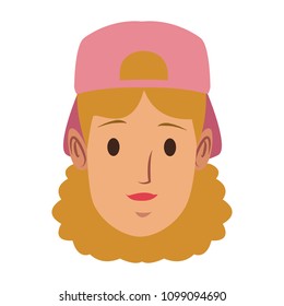 Woman face with hat back