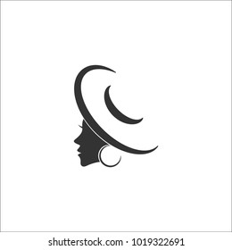 Woman Face With Hat And Earring, Logo For Beauty, Massage, Cosmetic And Spa Salon