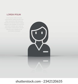 Woman face icon in flat style. People vector illustration on white background. Partnership business concept.