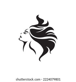 plantilla de diseño vectorial del logotipo del icono de la cara de la mujer