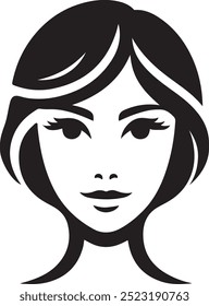 Símbolo de icono de cara de mujer, mujer de negocios, icono lineal de cara de mujer, avatar de cara femenina. Usuario Persona Perfil Avatar Chica Icono de Vector de silueta de cara. Estilo de Vector de silueta de icono monocromo