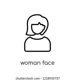 Woman Face icon. Trendy modern flat linear vector Woman Face icon on white background from thin line Ladies collection, editable outline stroke vector illustration