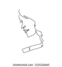 Woman Face Illustration With Cigarette Smoke Icon