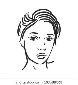 Woman face illustration icon in line style