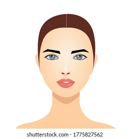 Woman face isolated on a white background. Model for cosmetic facial. Facial skin care.