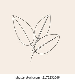woman face with leaves line art. Continuous line drawing