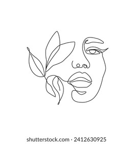 Woman Face and Leaves